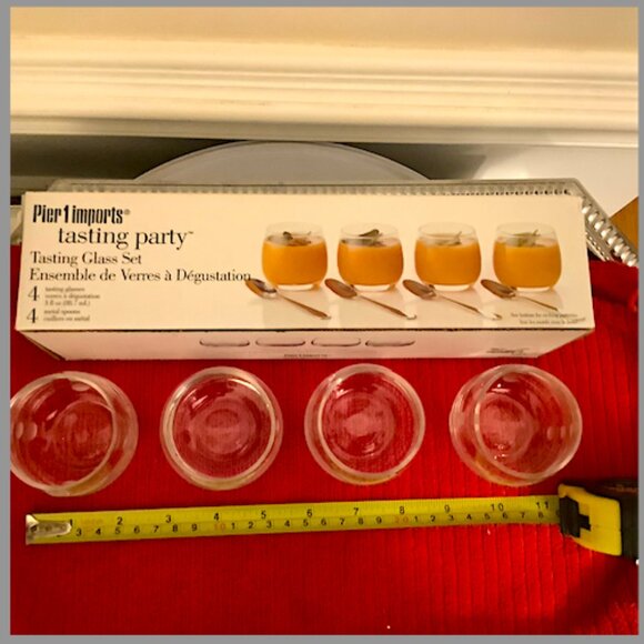 Pier 1 Vintage Tasting Party: 4-piece tasting glassware set, w/ 4 spoons. NEW!! - Picture 5 of 9